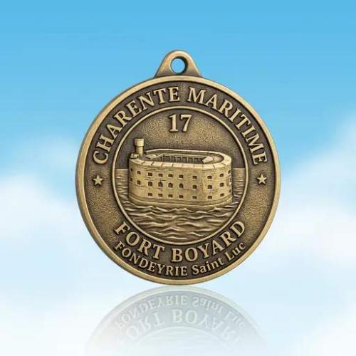 Wholesale Custom Antique Bronze Commemorative Medal — Zinc Alloy Fort Boyard France Travel Souvenir / OEM City Landmark Challenge Coin Bulk Manufacturer