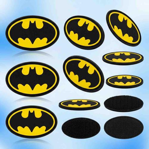 Wholesale Custom Batman Classic Logo PVC Morale Patch — 3D Embossed Bat Symbol Patch with Yellow Oval Base, Black PVC Border, and Hook & Loop Backing for Tactical Gear, Bags, Caps, and Outdoor Accesso