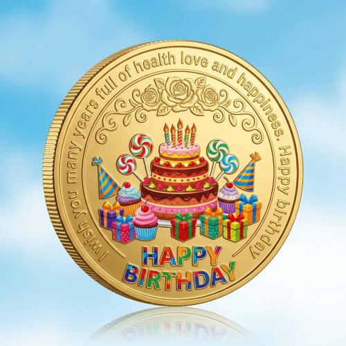 Birthday Gold Challenge Coin — Happy Birthday Commemorative Medal
