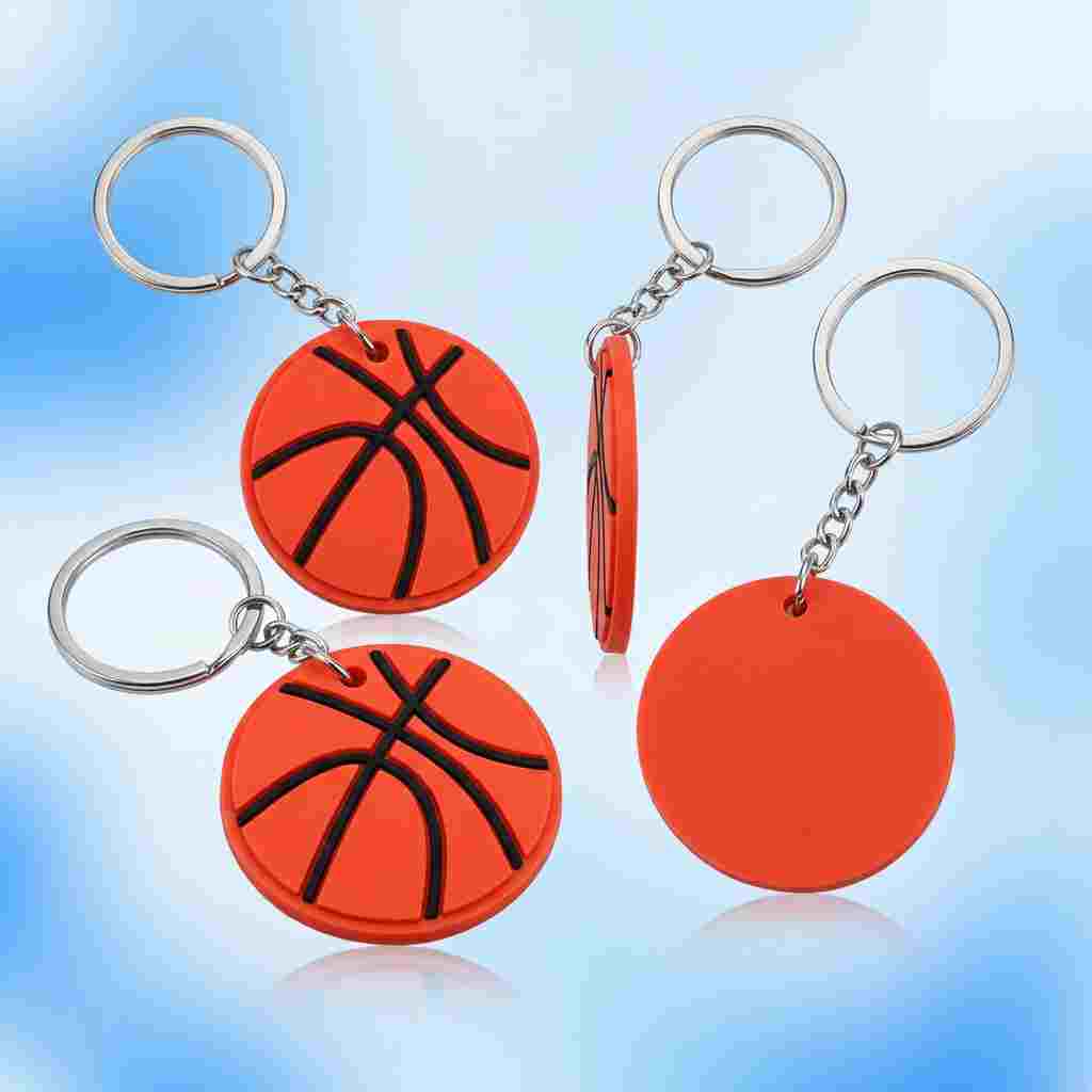 Wholesale Custom Basketball Silicone Keychain — 3D Embossed Basketball Pattern Rubber Keyring for Sports Fans, Team Merch & Promotional Giveaways