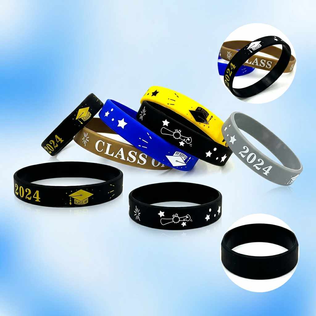 Custom Debossed & Filled Graduation Silicone Wristbands – Class of 2024 Commencement Keepsakes