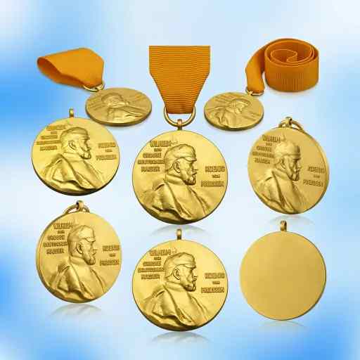Wholesale Custom Die-Struck Metal Medal — Commemorative Gold-Plated Award Medal with Ribbon for Events, Competitions & Historical Collectibles