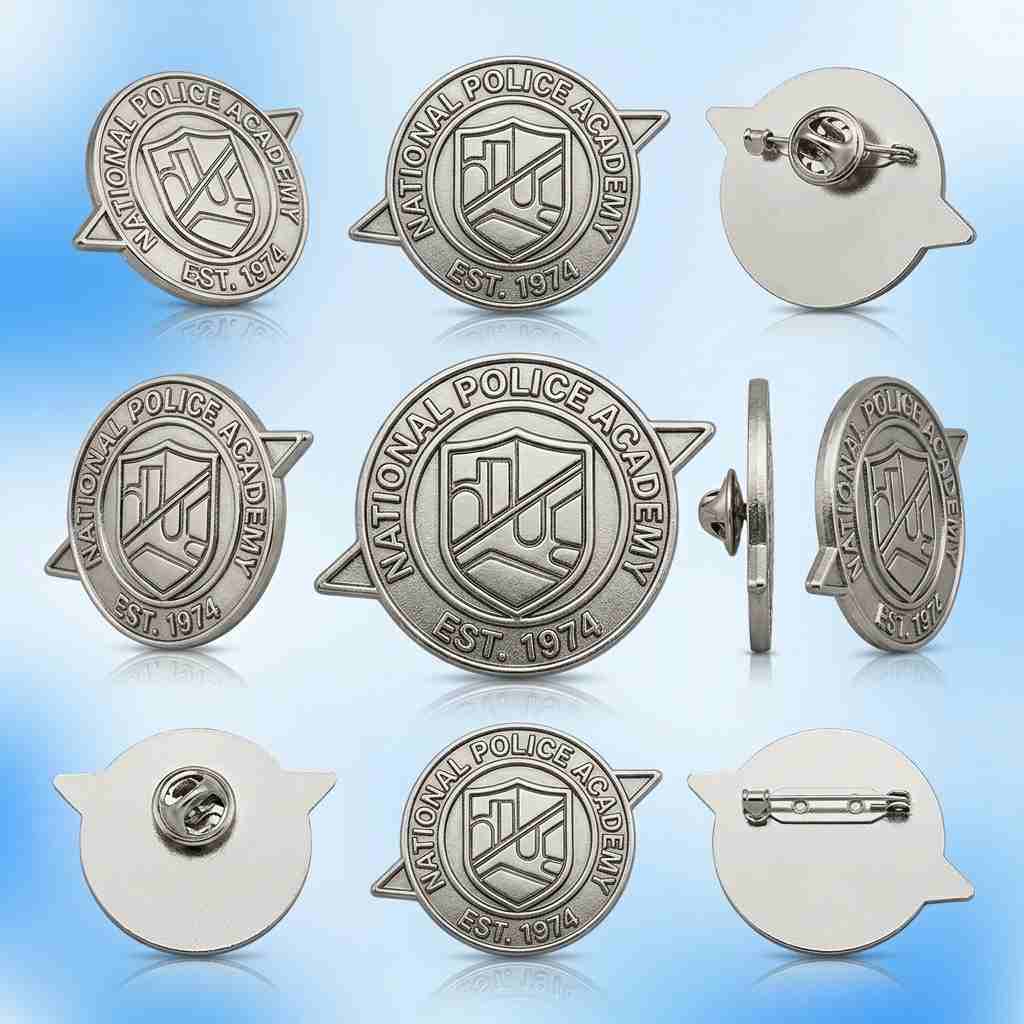 Wholesale Custom Die-Struck Metal Lapel Pin — National Police Academy Shield Badge with 