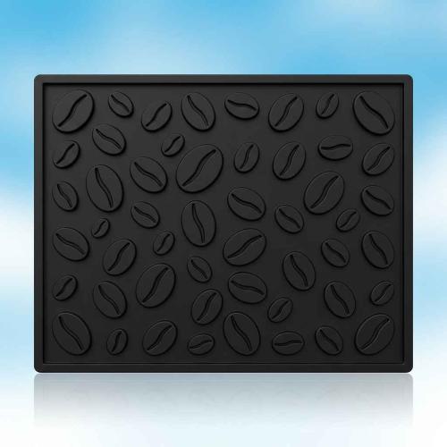 Custom PVC Soft Rubber Bar Mat / Coaster — Night Navy Blue Non-Slip Bar Mat with Raised Pebble Texture, Silver Metallic Border, and Customizable Brand Emblem — Ideal for Restaurants, Bars, and Promoti