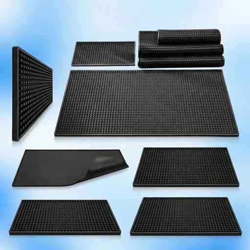 Wholesale Custom PVC Bar Mat — Non-Slip Drainage Rubber Bar Mat Set with Grid Pattern for Bartending, Coffee Station & Kitchen Counter