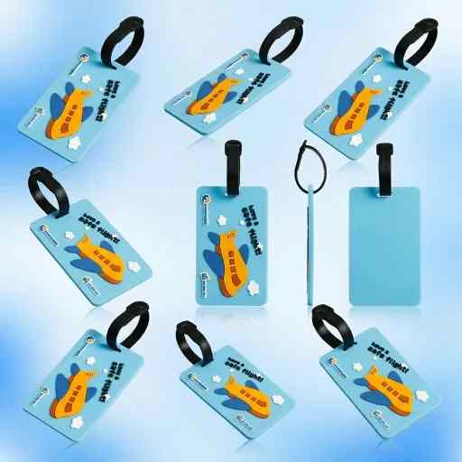 Wholesale Custom PVC Luggage Tag — Cartoon Airplane Design with Silicone Strap for Travel Luggage Identification