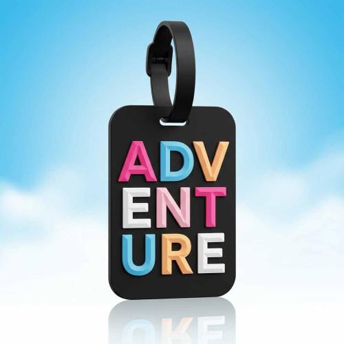 Custom PVC Silicone Luggage Tag — Adventure Lettering