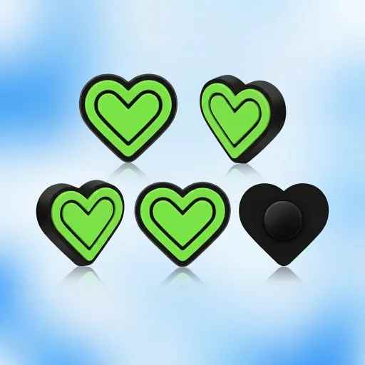 Wholesale Custom Silicone Heart-Shaped Thumb Stick Grips — Black & Neon Green Dual-Layer Controller Joystick Cap for PS5, PS4, Xbox Series, Nintendo Switch Joy-Con, Gaming Giveaways & Brand Merchandis