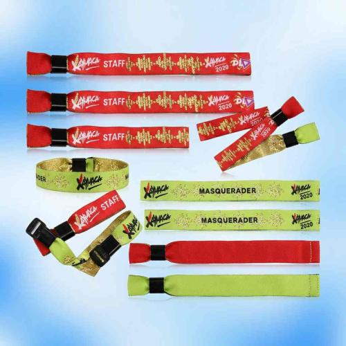 Wholesale Custom Woven Event Wristband — One-Time Fabric Wristband with Plastic Lock Clasp for Concerts, Festivals & Events