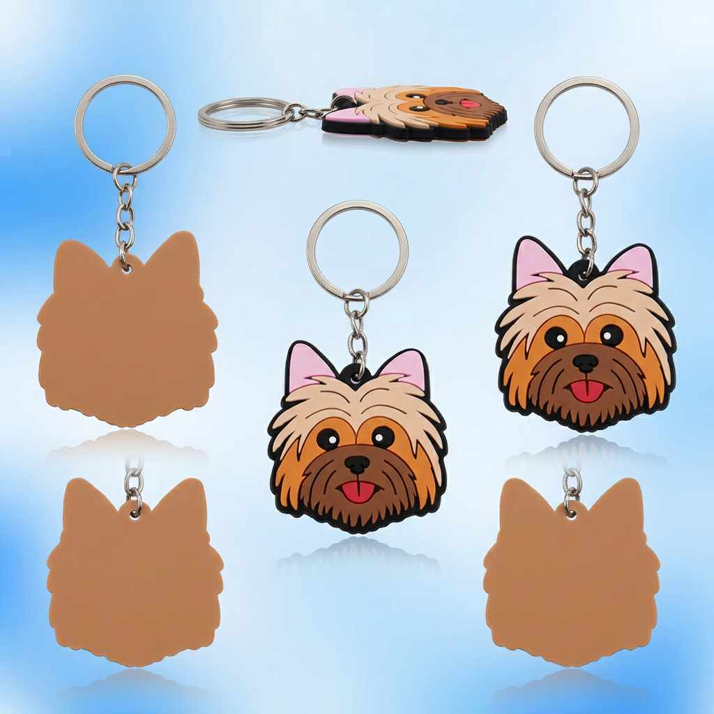 Wholesale Custom Yorkie PVC Keychain — Cute Cartoon Yorkshire Terrier Dog Head Rubber Keyring for Dog Lovers, Pet Breed Merch & Accessories