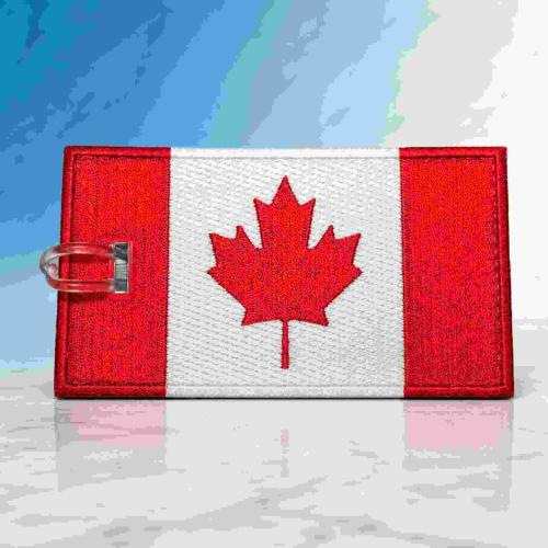 Premium Embroidered Canadian Flag Luggage Tag — Red & White Maple Leaf Design for Travel Baggage Identification