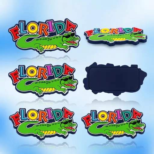 Wholesale Custom Florida Gator PVC Refrigerator Magnet — 3D Soft Rubber Cartoon Alligator Fridge Magnet with 