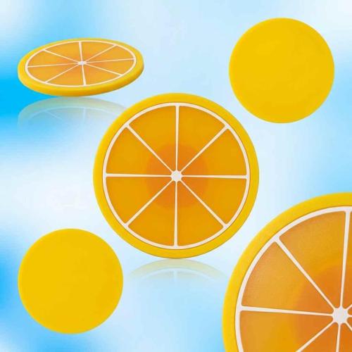 Wholesale Custom PVC Soft Rubber Coaster Set — 3D Orange Slice Design, Heat-Resistant Fruit Creative Coasters for Home Kitchen Cafe 