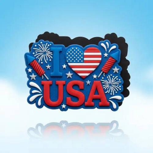 Product Content — PVC Soft Rubber Fridge Magnet I❤USA Patriotic Stars & Stripes Design
